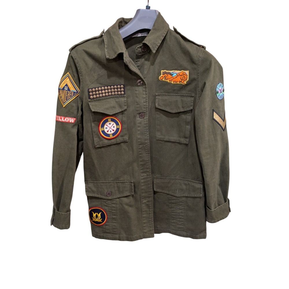 Willow & Clay Green Army Patch Jacket Sz Small